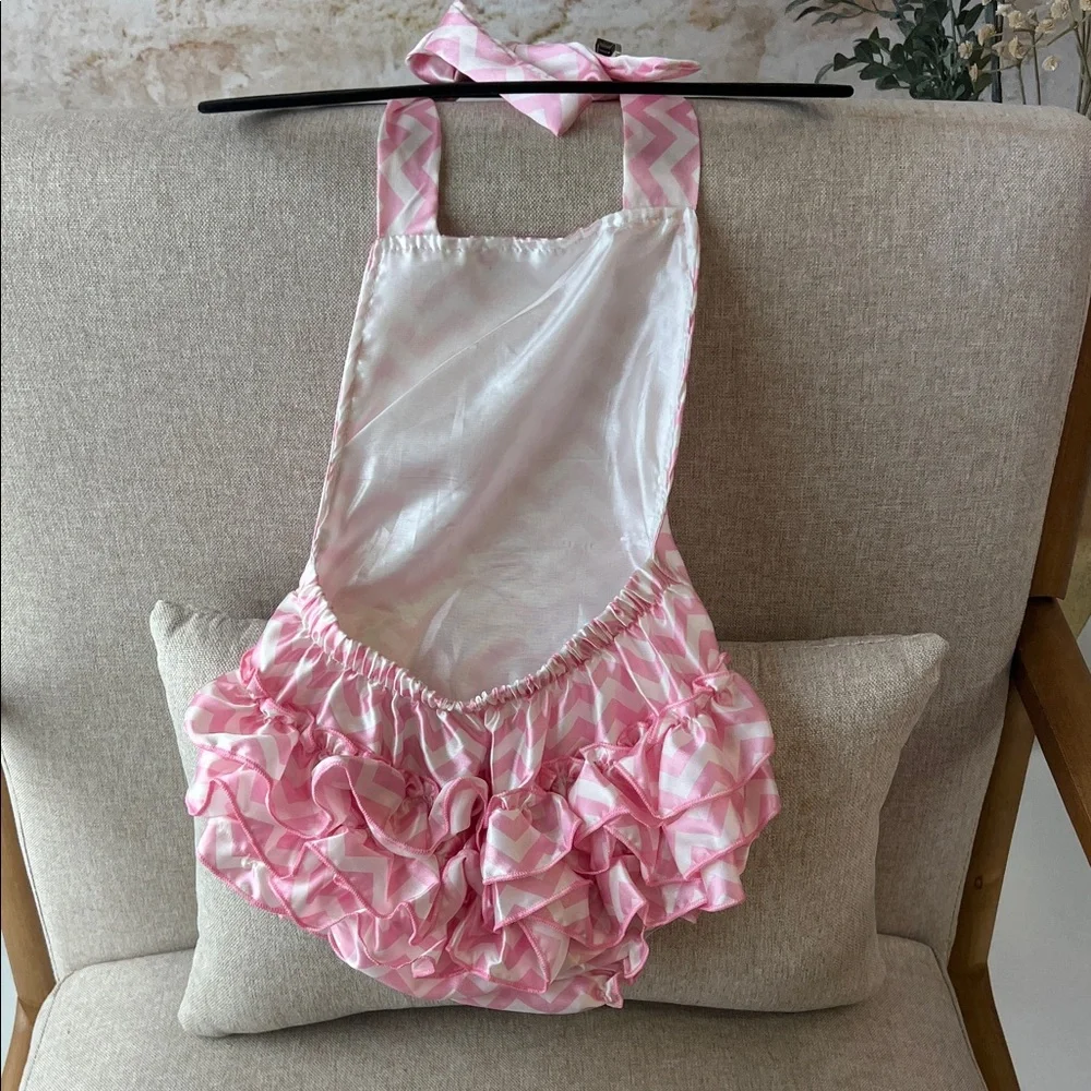 Amazon Pink Chevron Ruffled Romper - Picture 2 of 2